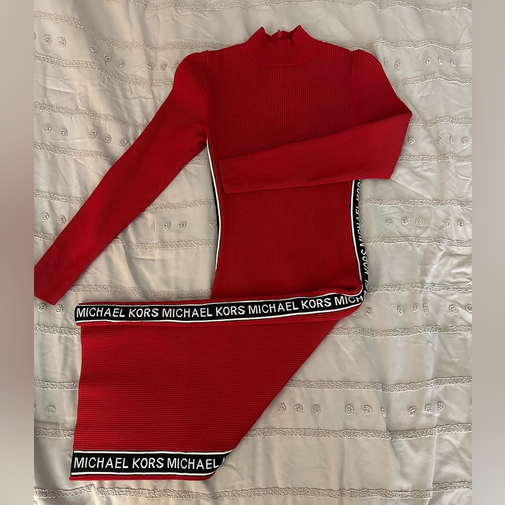 Michael Kors Logo Ribbed Dress
